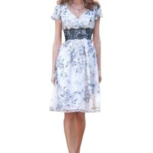 Sundance Catalog Y2K Silk & Lace Floral Dress Fairy WhimsiGoth Romantic | 4 EUC